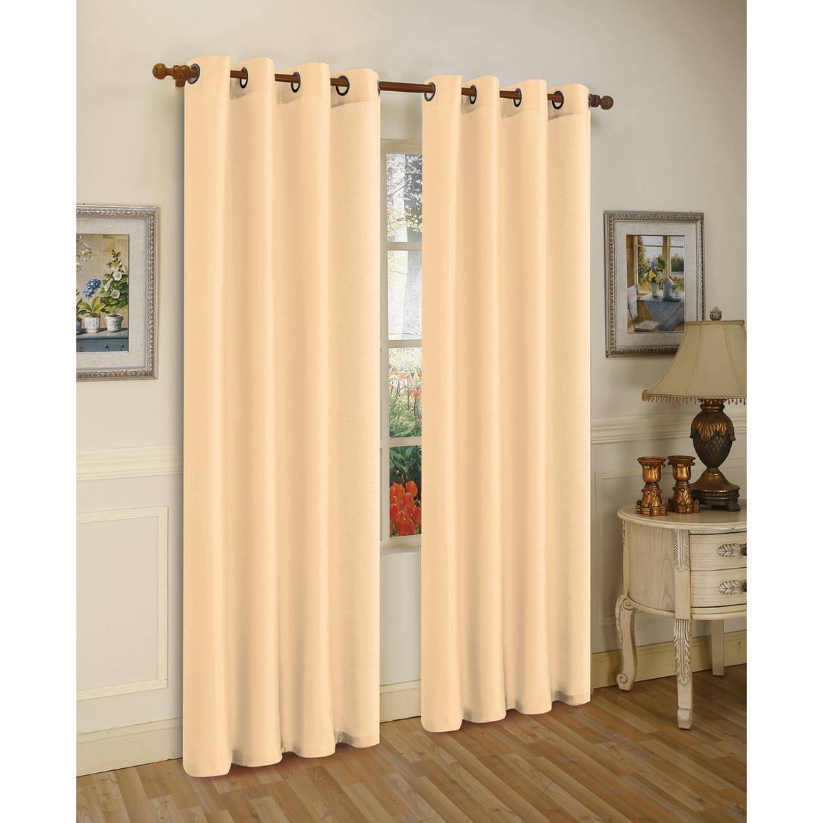 J&V Textiles Faux Silk Grommet Curtain Panels