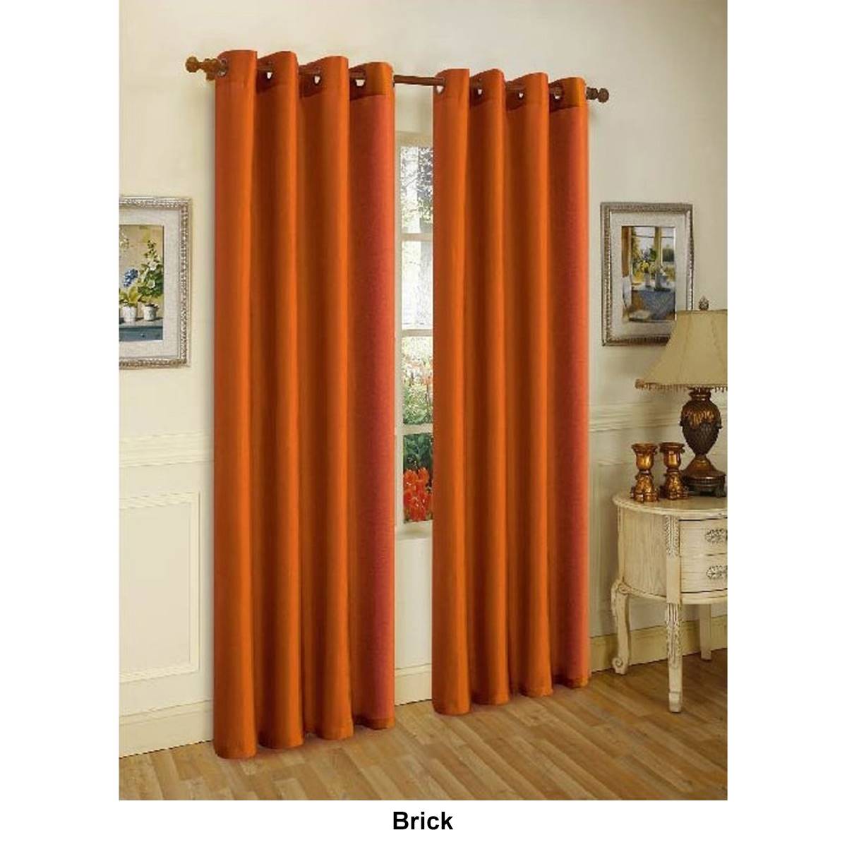 J&V Textiles Faux Silk Grommet Curtain Panels