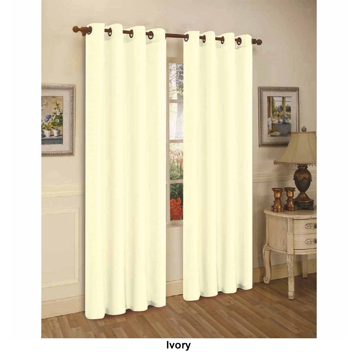 J&V Textiles Faux Silk Grommet Curtain Panels