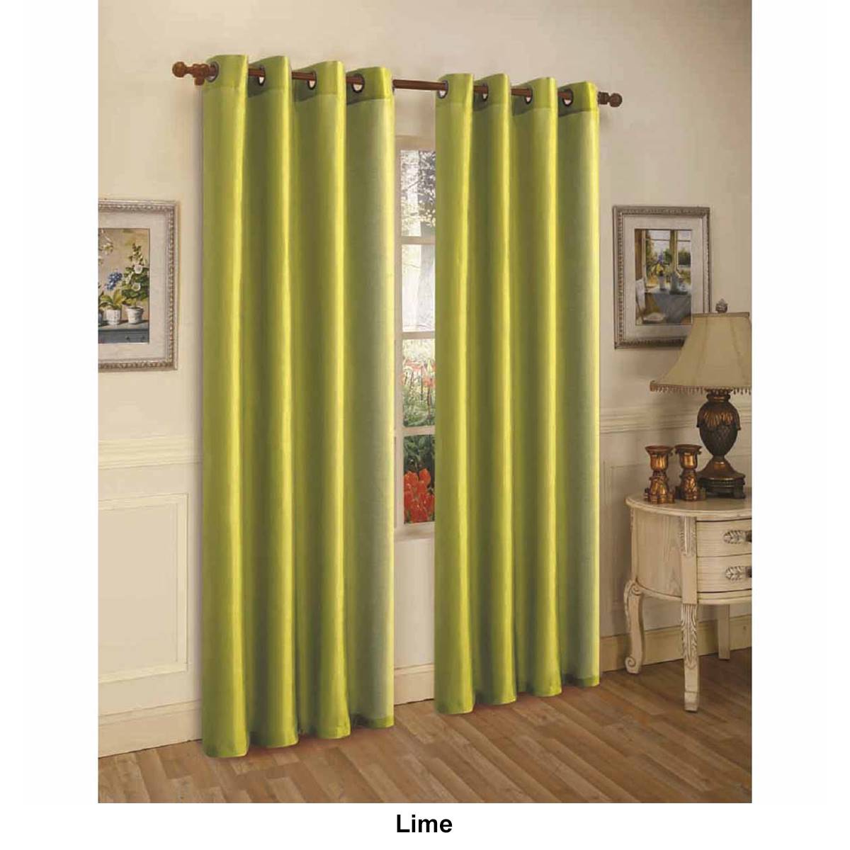 J&V Textiles Faux Silk Grommet Curtain Panels