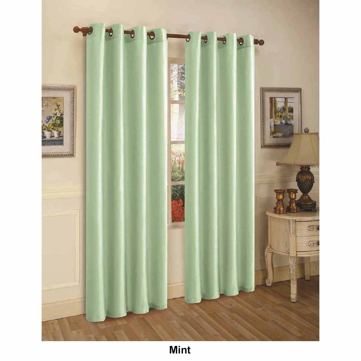 J&V Textiles Faux Silk Grommet Curtain Panels