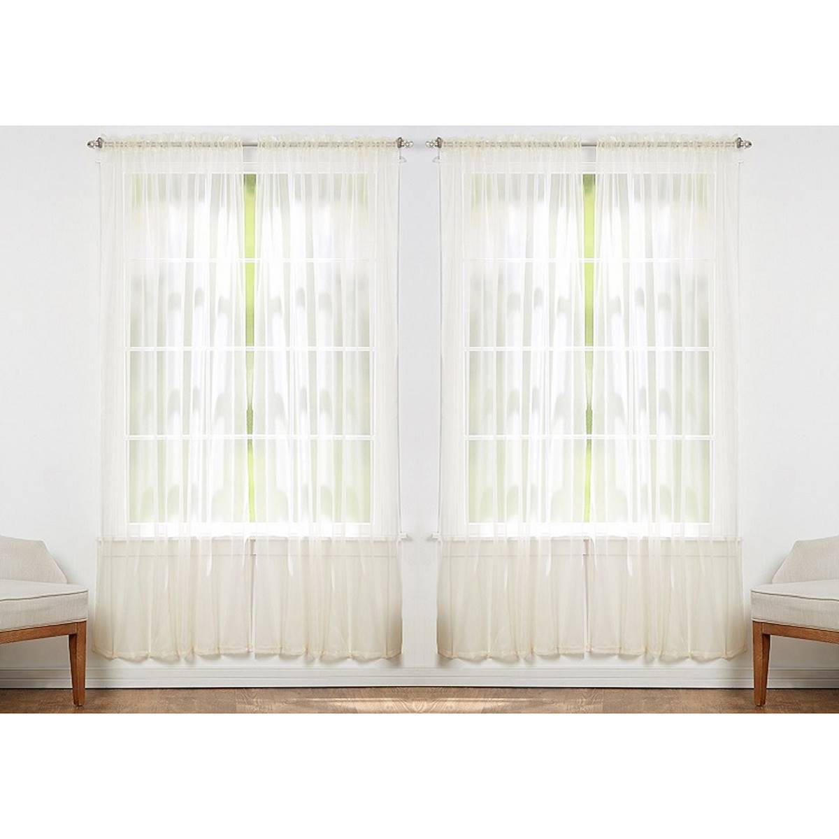 J&V Textiles Sheer Rod Pocket Curtain Panels