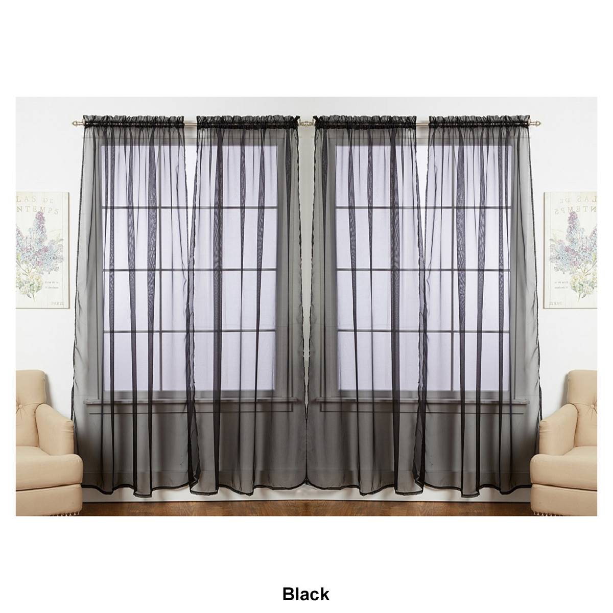 J&V Textiles Sheer Rod Pocket Curtain Panels