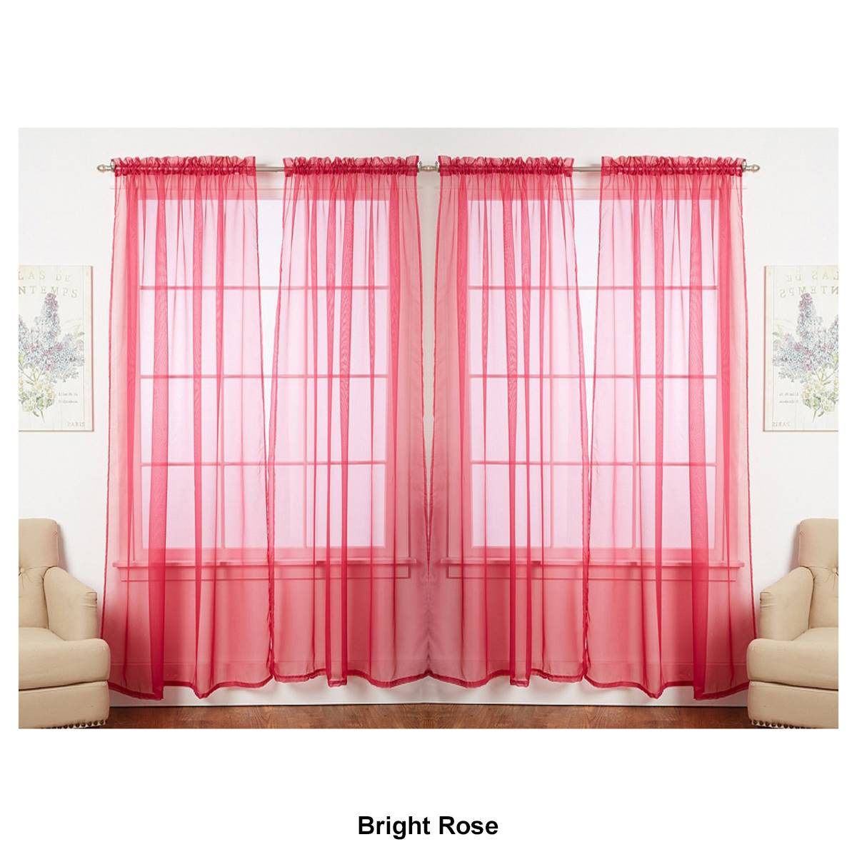 J&V Textiles Sheer Rod Pocket Curtain Panels