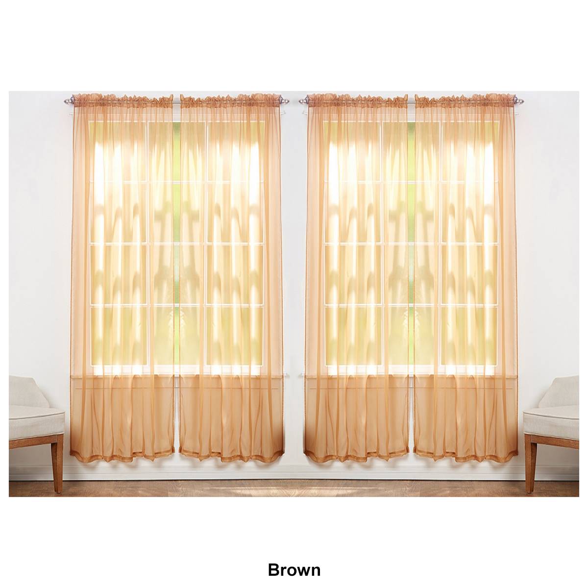 J&V Textiles Sheer Rod Pocket Curtain Panels