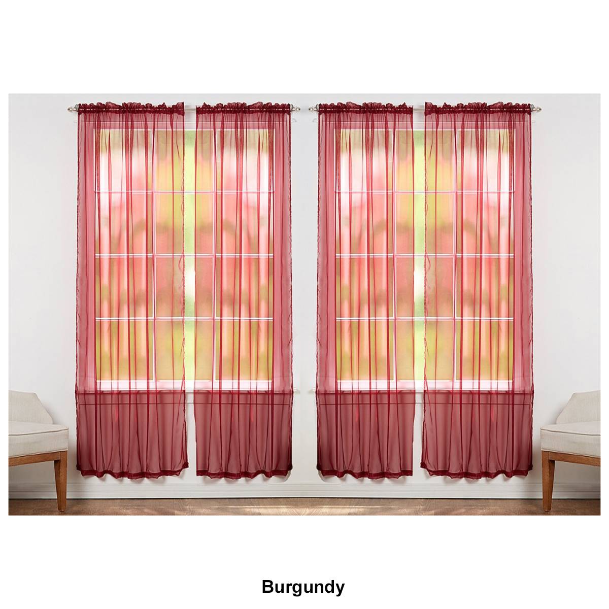 J&V Textiles Sheer Rod Pocket Curtain Panels