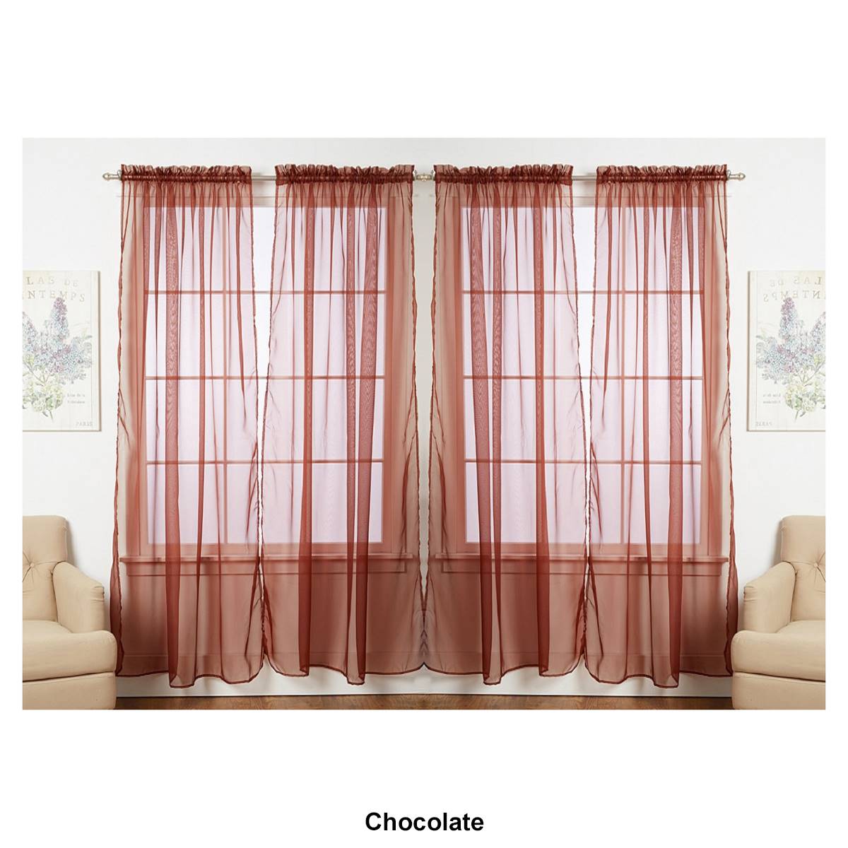 J&V Textiles Sheer Rod Pocket Curtain Panels