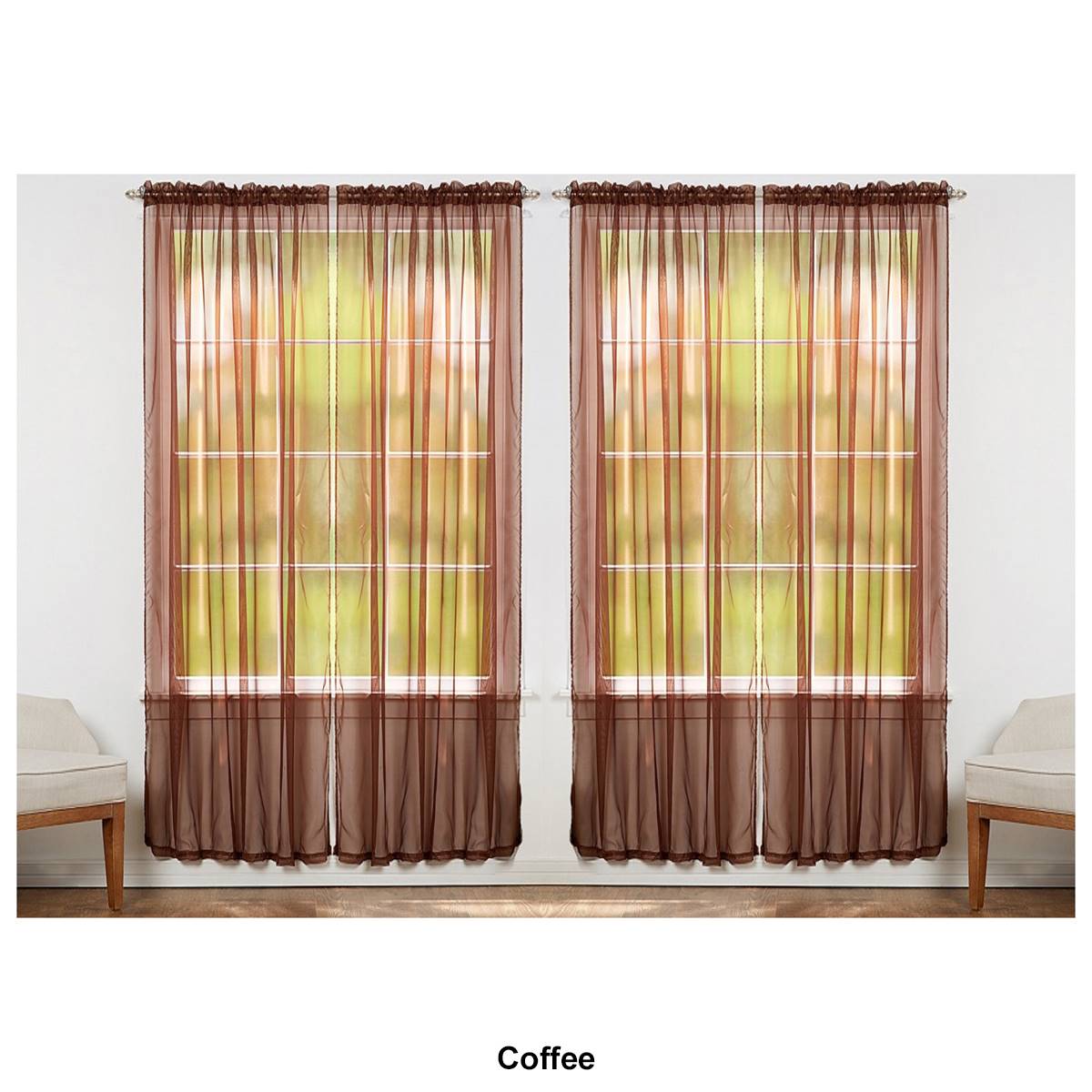 J&V Textiles Sheer Rod Pocket Curtain Panels