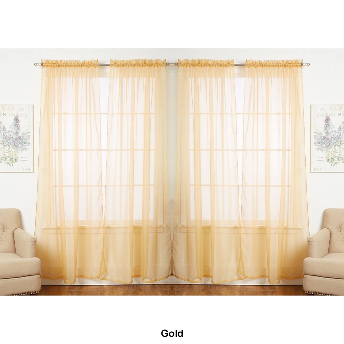 J&V Textiles Sheer Rod Pocket Curtain Panels