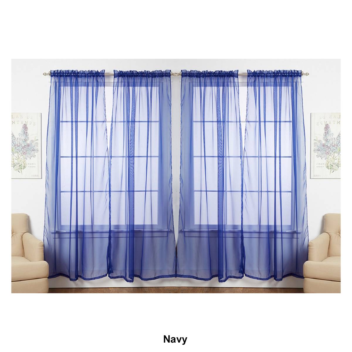 J&V Textiles Sheer Rod Pocket Curtain Panels