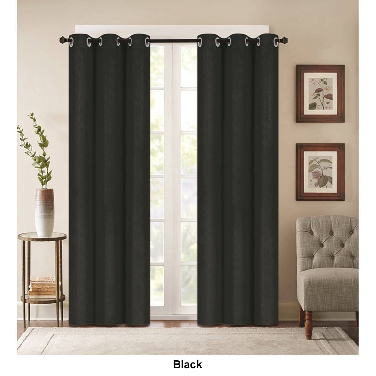 J&V Textiles Denver Embossed Blackout Grommet Curtain Panels