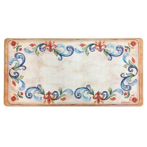 J&V Textiles Cloud Comfort Anti-Fatigue Fleur Cream Kitchen Mat