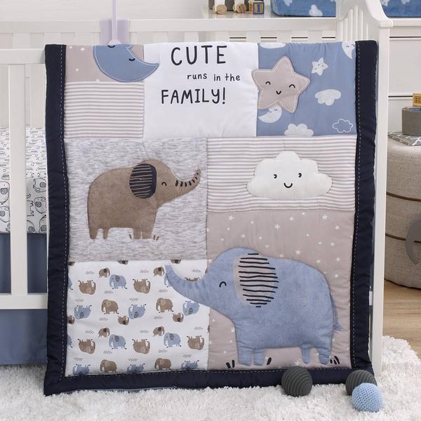 Carters(R) 3pc. Blue Elephant Nursery Crib Bedding Set alternate view