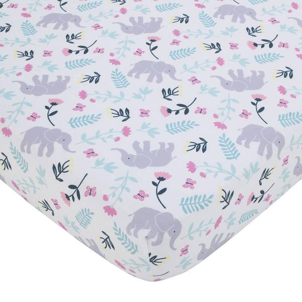 Carters(R) Floral Elephant Super Soft Fitted Crib Sheet