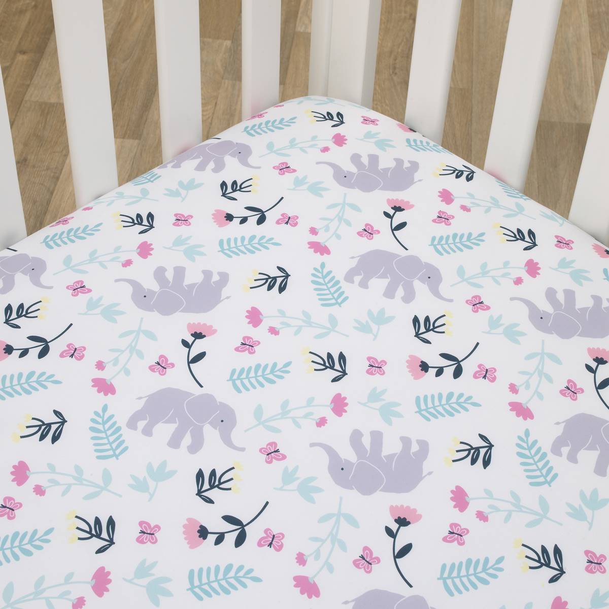 Carters(R) Floral Elephant Super Soft Fitted Crib Sheet