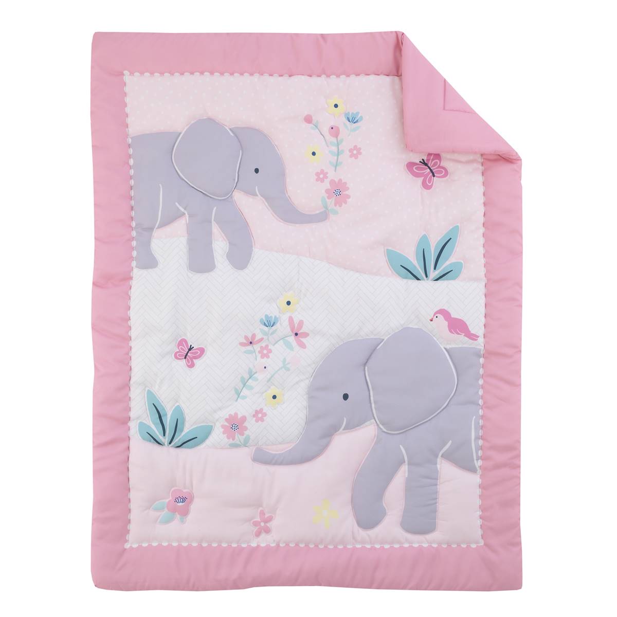 Carters(R) 3pc. Floral Elephant Nursery Crib Bedding Set