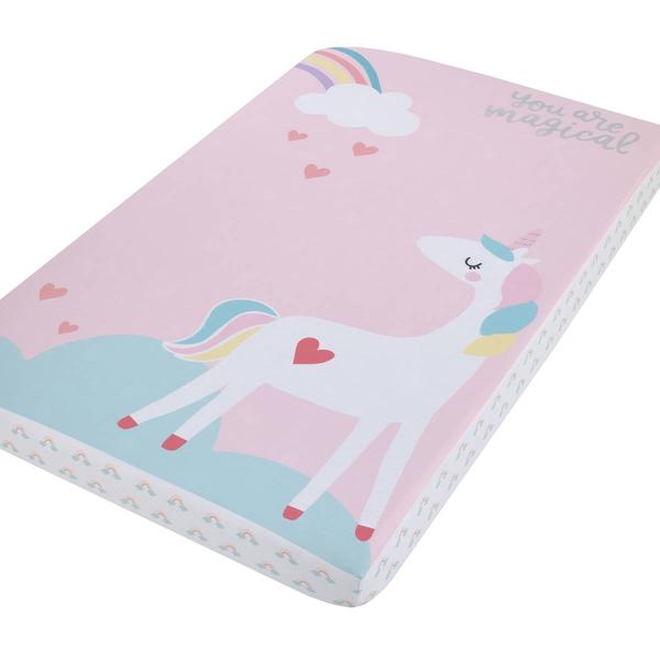 Little Love by NoJo Rainbow Unicorn Mini Crib Photo Sheet