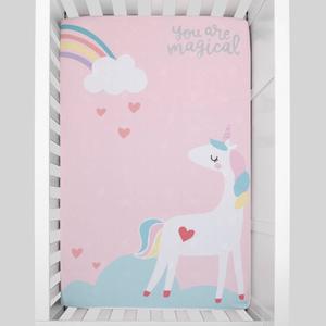 Little Love by NoJo Rainbow Unicorn Mini Crib Photo Sheet alternate view