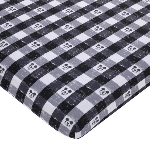 Disney Mickey Mouse Plaid Mini Fitted Crib Sheet