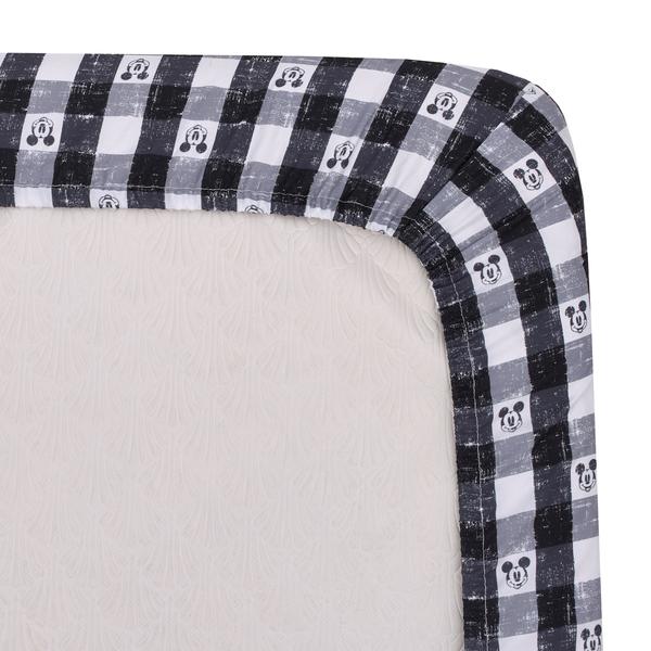 Disney Mickey Mouse Plaid Mini Fitted Crib Sheet alternate view