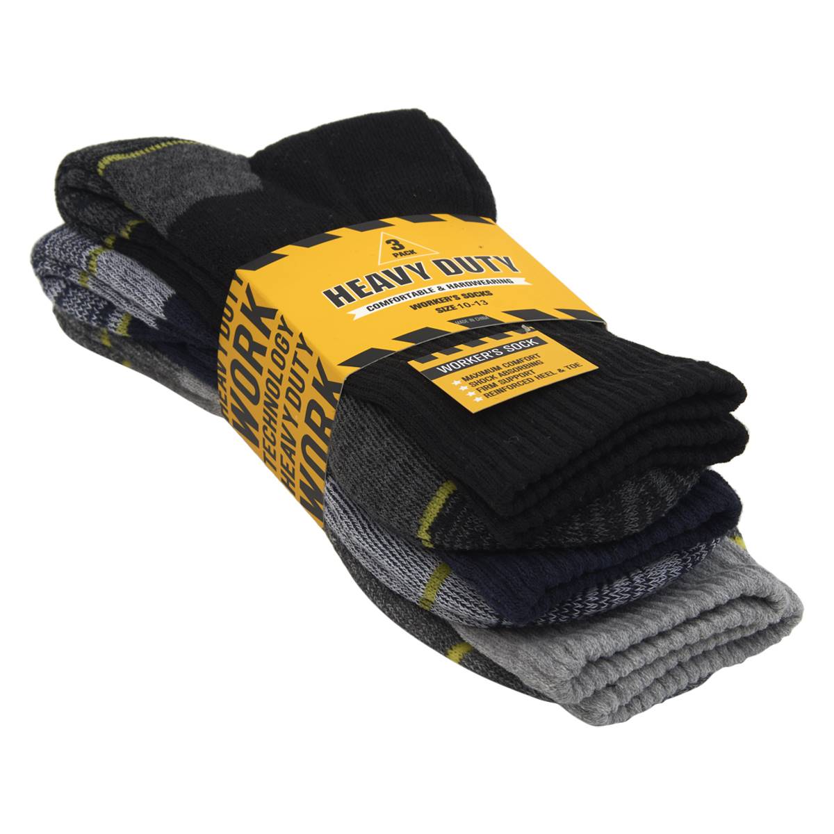 Mens 3pk. Heavy Duty Work Assorted Socks