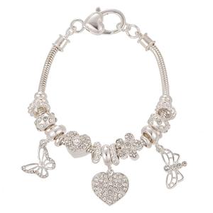 Beautiful Blessings Crystal Butterfly & Heart Charm Bracelet