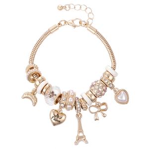 Beautiful Blessings Hearts/Tower/Bow Charm Crystal Bracelet