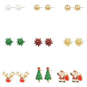 9pr. Christmas Motif Stud Earring Set