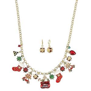 Holiday Inspired Charm Necklace & Earrings Set