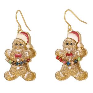 Gingerbread Man Fishhook Earrings