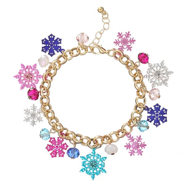 Multi-Color Snowflake Charm Bracelet