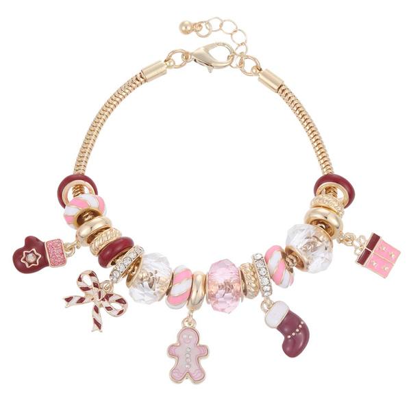 Gold Snake Chain Bracelet with Holiday Inspired Charms