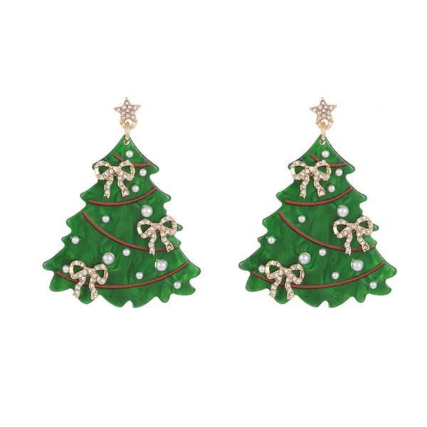 Embellished  Christmas Tree Drop Earrings