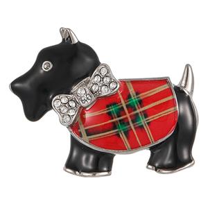 Scottie Dog Plaid Pin with Collar & Bow