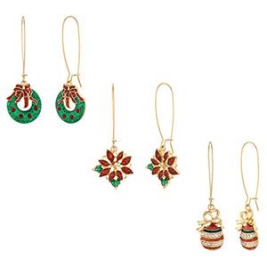 Holiday Motif Trio Wire Post Drop Earrings