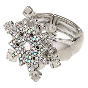 Silver-Tone Snowflake Stretch Ring