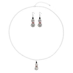 Silver-Tone Snowman Pendant Necklace with Matching Earrings