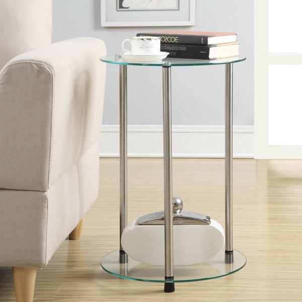 Convenience Concepts Designs2Go Glass 2 Tier Round End Table alternate view
