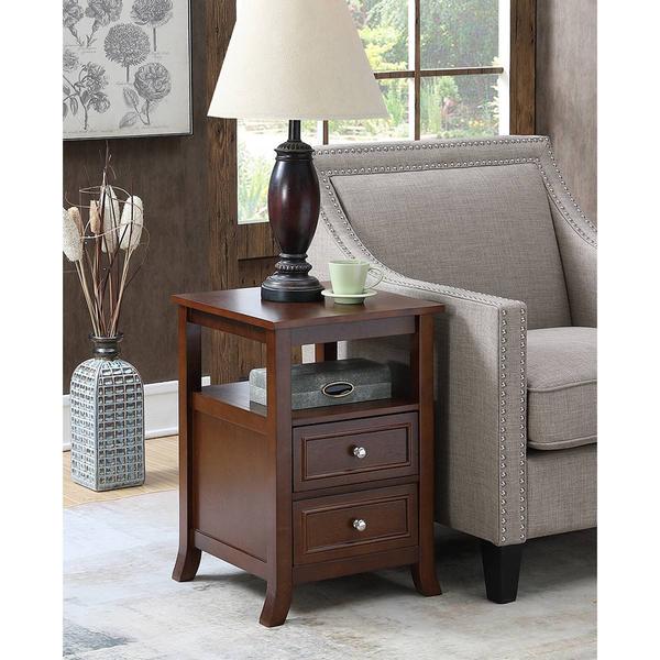 Convenience Concepts Melbourne 2 Drawer End Table w/ Shelf alternate view