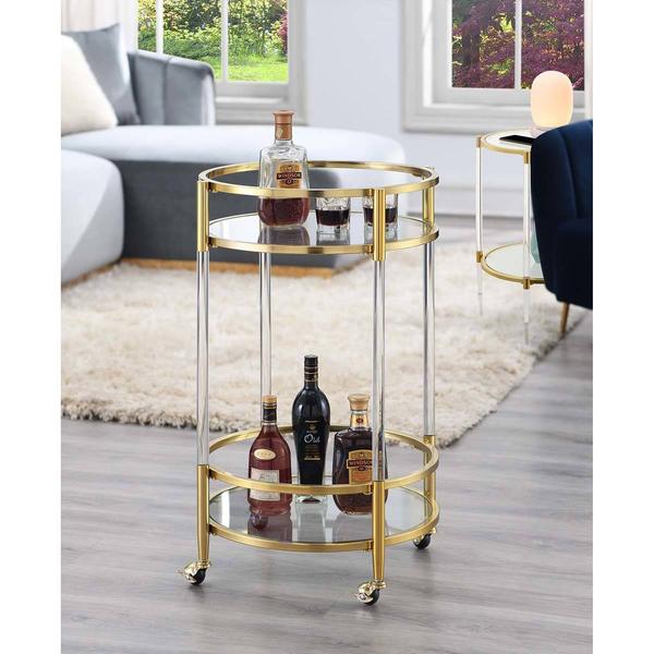Convenience Concepts Royal Crest 2-Tier Round Glass Bar Cart alternate view