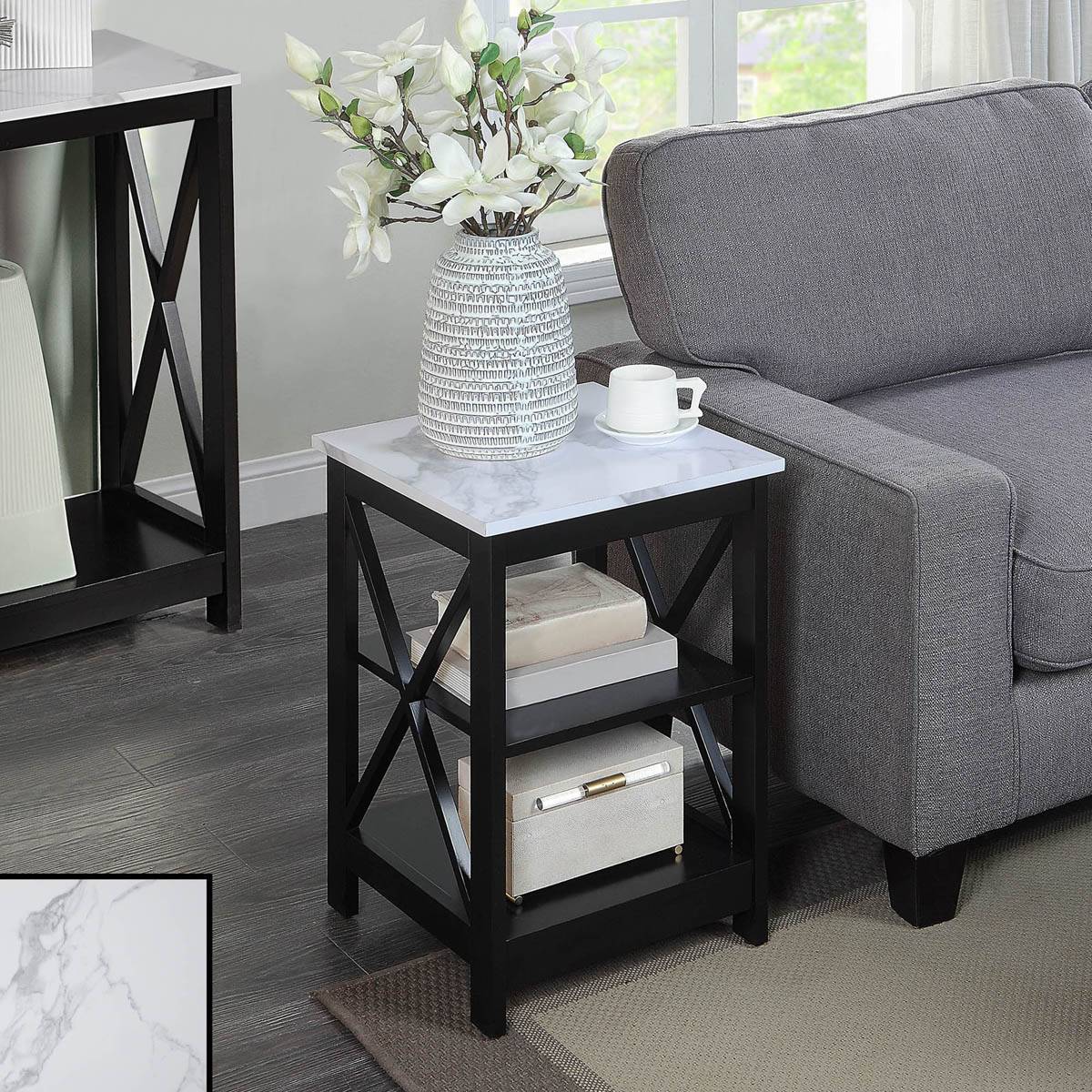 Convenience Concepts Oxford Faux Marble Top End Table