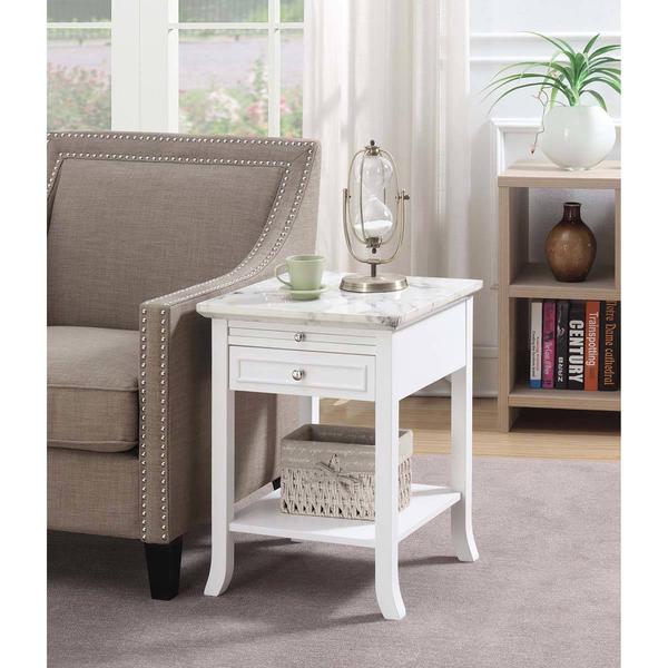 Convenience Concepts American Heritage Marble End Table - White