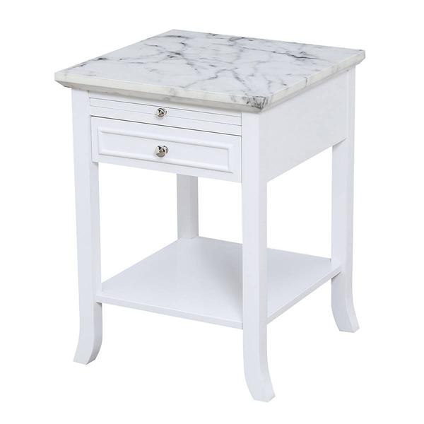Convenience Concepts American Heritage Marble End Table - White alternate view