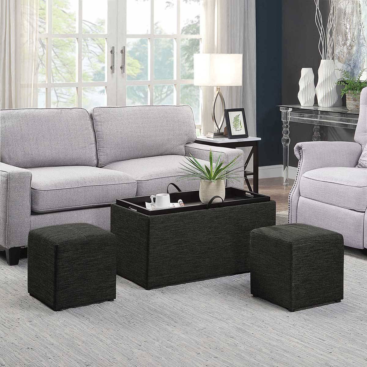 Convenience Concepts Designs4Comfort Sheridan Ottomans - Set Of 3