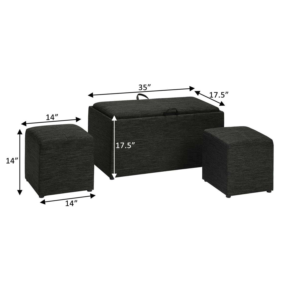 Convenience Concepts Designs4Comfort Sheridan Ottomans - Set Of 3