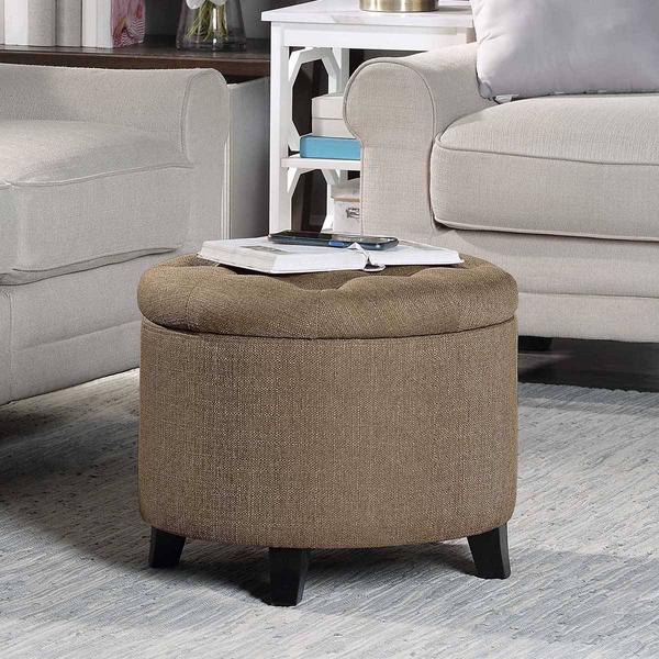 Convenience Concepts Designs4Comfort Fabric Round Storage Ottoman alternate view