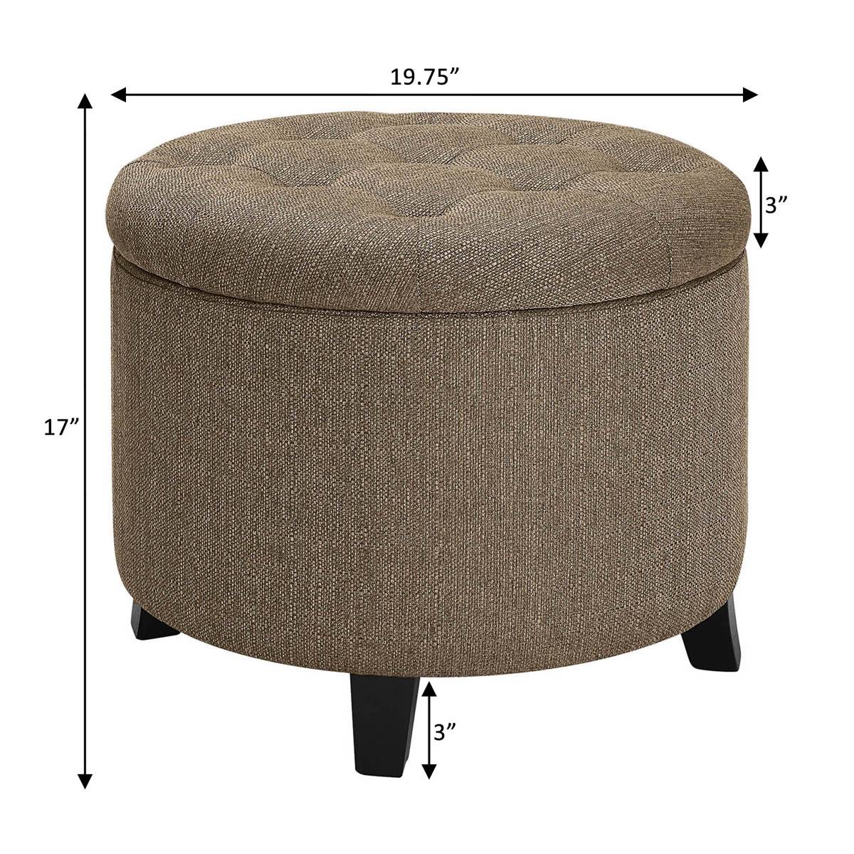 Convenience Concepts Designs4Comfort Fabric Round Storage Ottoman