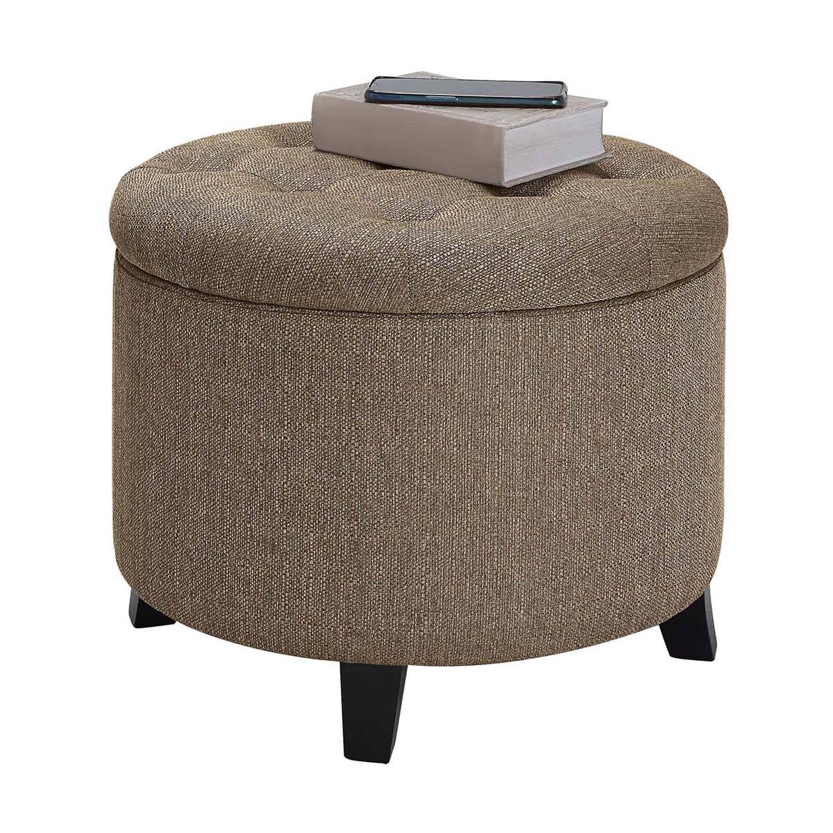 Convenience Concepts Designs4Comfort Fabric Round Storage Ottoman