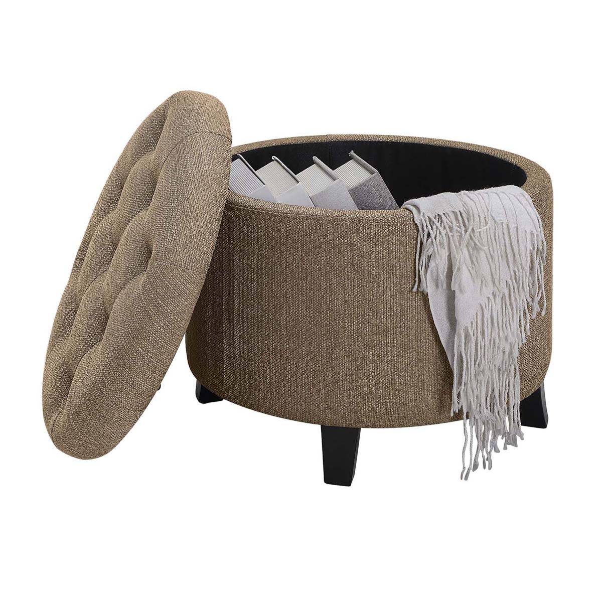 Convenience Concepts Designs4Comfort Fabric Round Storage Ottoman