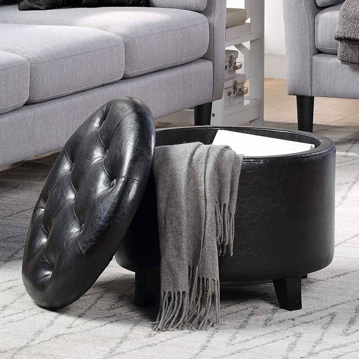 Convenience Concepts Designs4Comfort Round Storage Ottoman